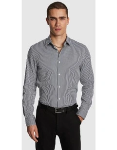 Wilson Slim Micro Check Shirt in Navy