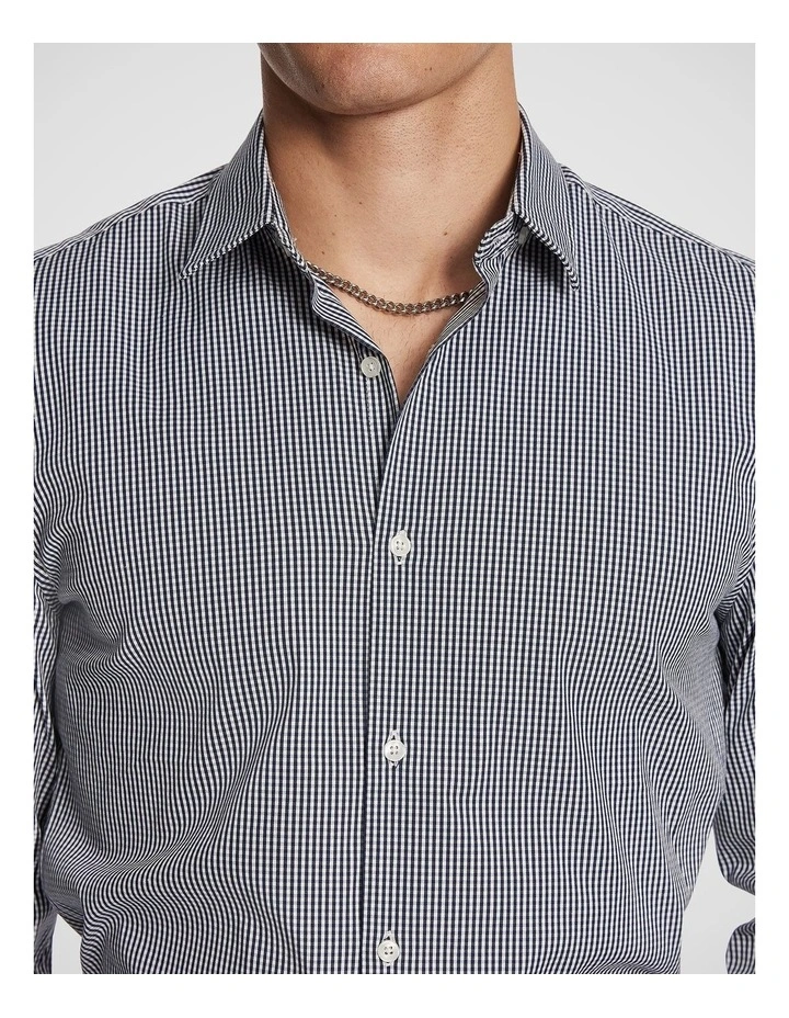 Wilson Slim Micro Check Shirt in Navy image 3