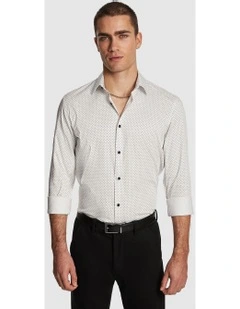 Morris Slim Geo Shirt in White