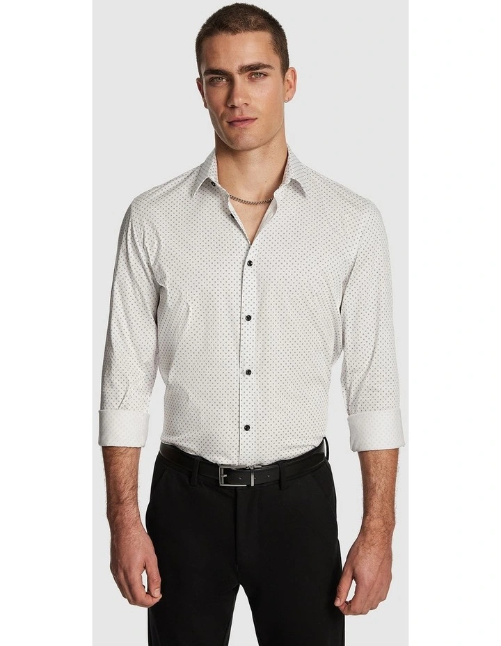 Morris Slim Geo Shirt in White image 1