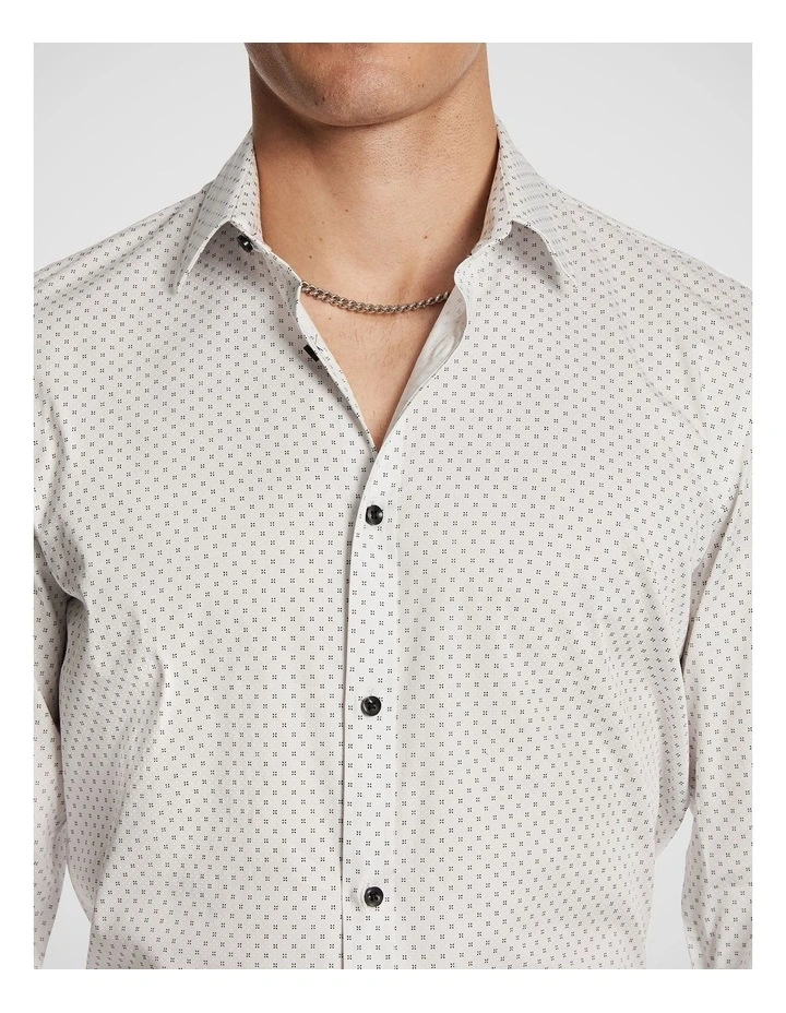 Morris Slim Geo Shirt in White image 3