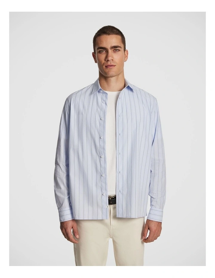 Bennett Stripe Relaxed Shirt in Blue image 1