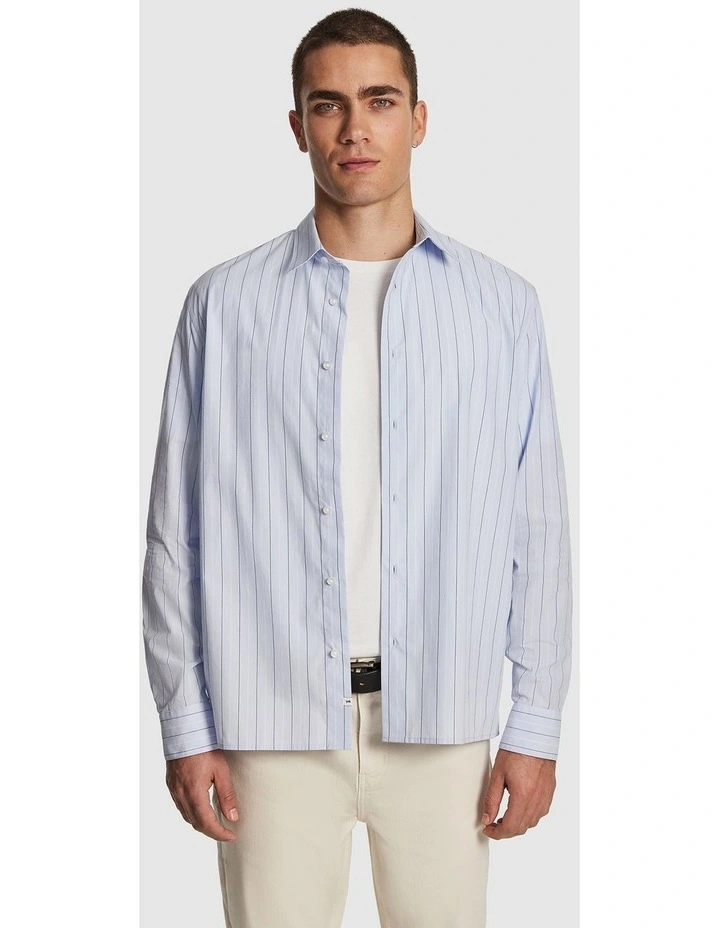 Bennett Stripe Relaxed Shirt in Blue image 1