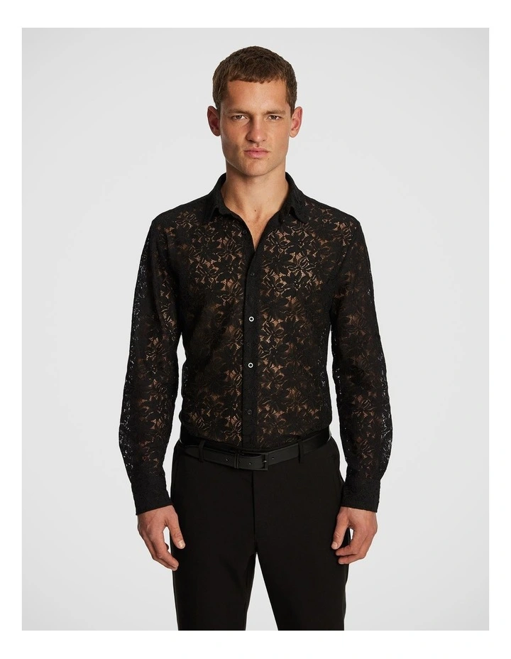 Julian Lace Shirt in Black image 1