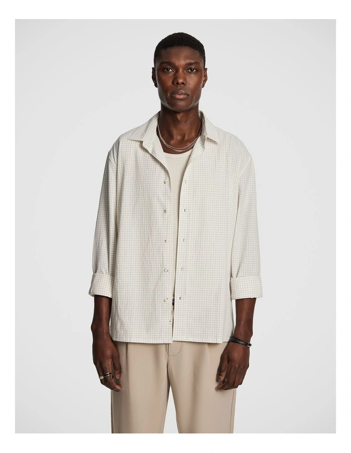 Brixton Check Relaxed Shirt in Natural image 1