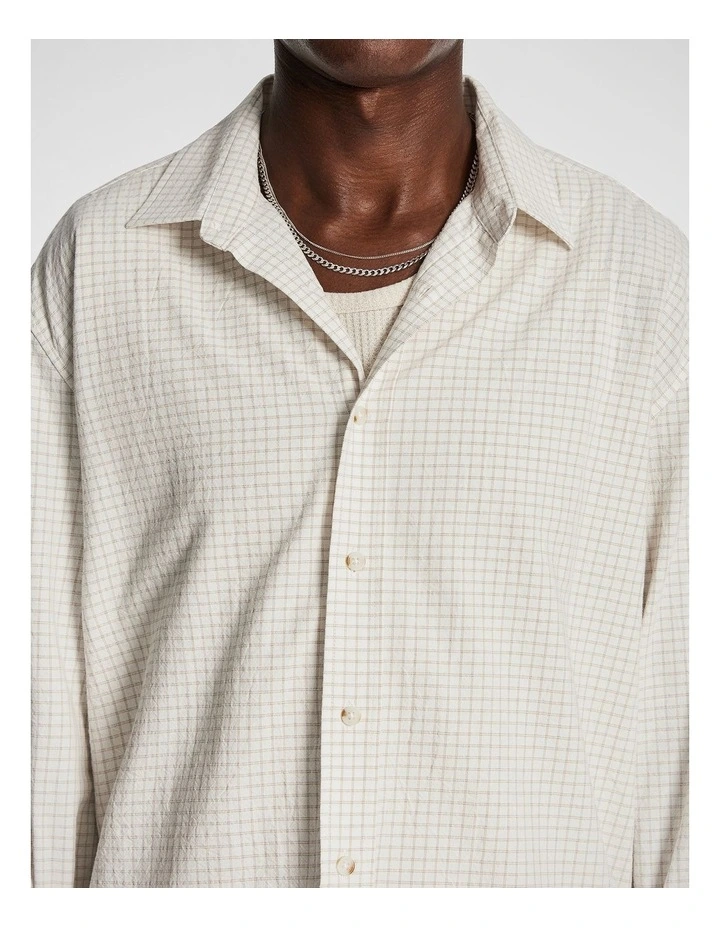 Brixton Check Relaxed Shirt in Natural image 3