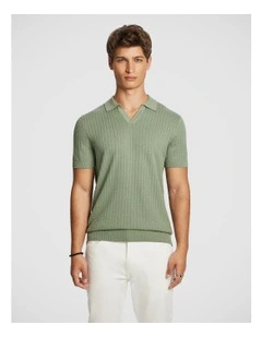 Vale Knit Polo Shirt in Sage