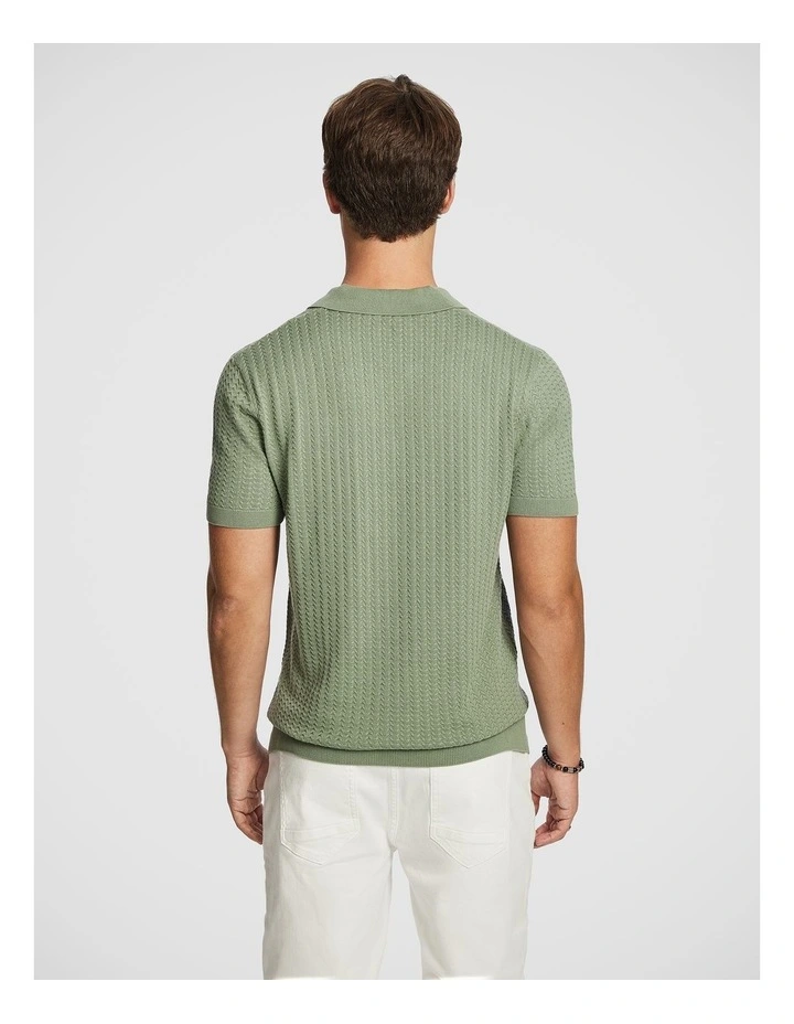 Vale Knit Polo Shirt in Sage image 2
