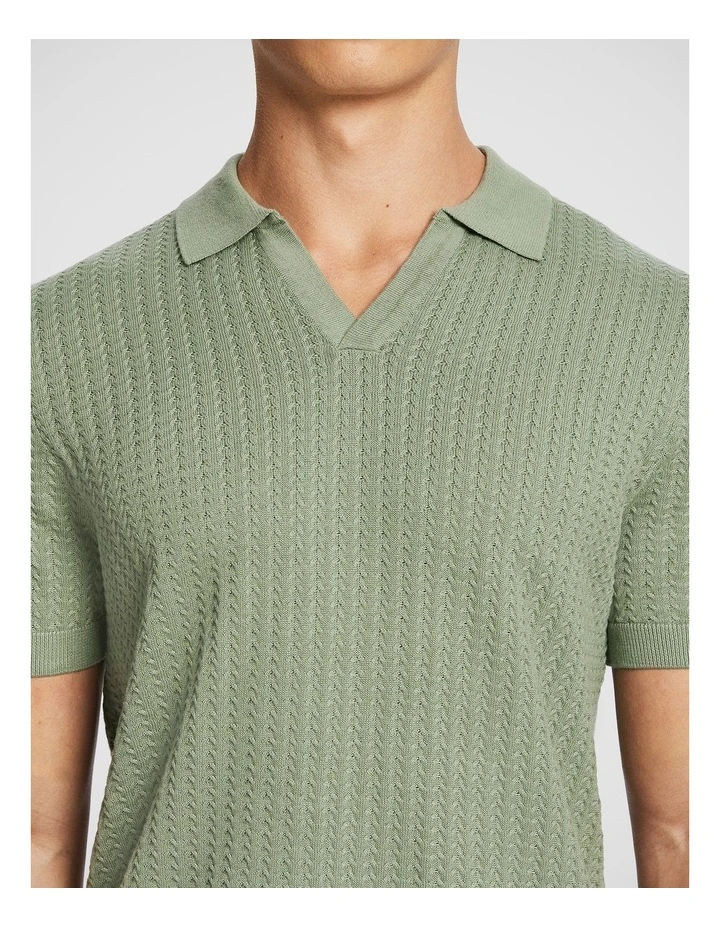 Vale Knit Polo Shirt in Sage image 3