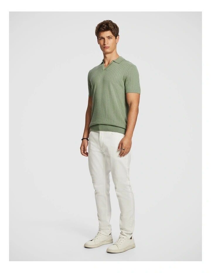 Vale Knit Polo Shirt in Sage image 4