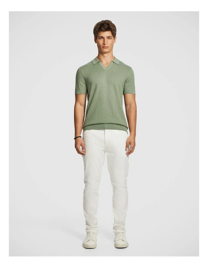 Vale Knit Polo Shirt in Sage image 5