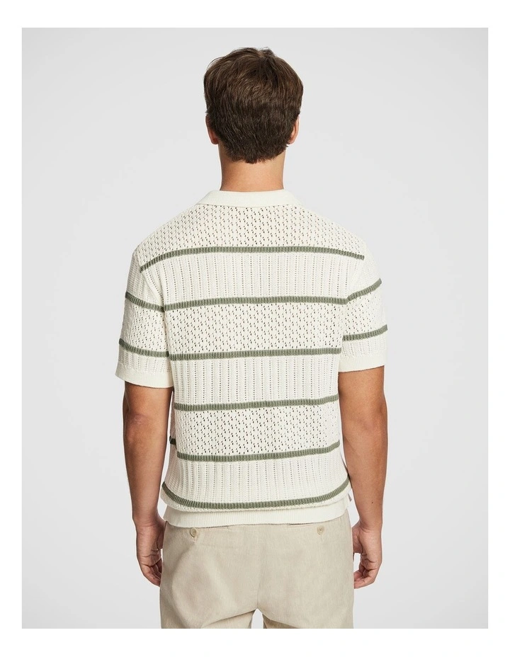 Barney Knit Polo Shirt in Off White image 2