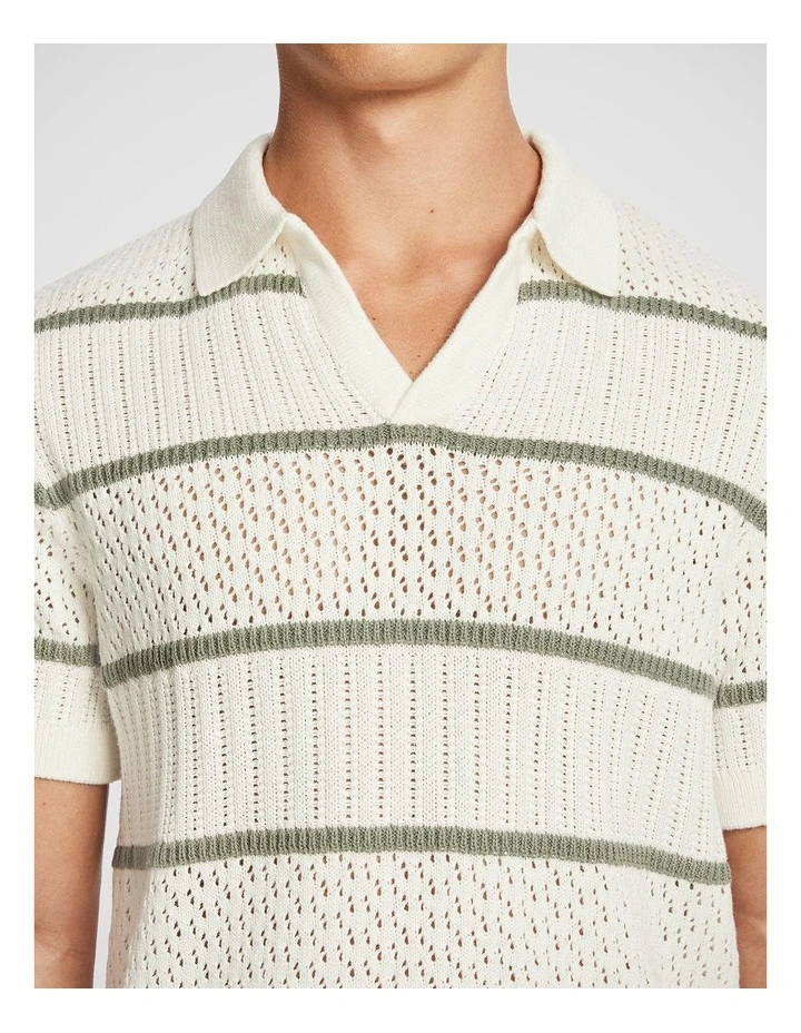 Barney Knit Polo Shirt in Off White image 3