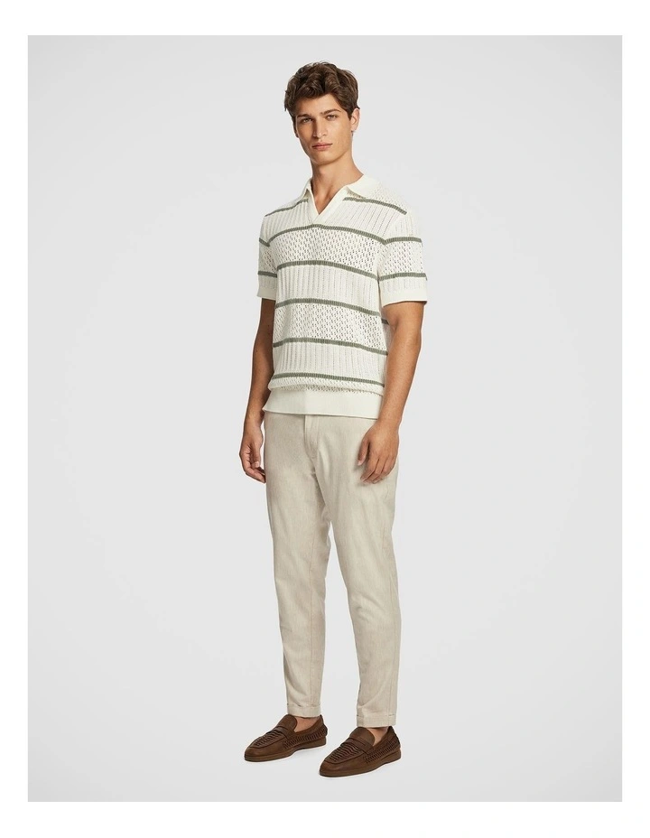 Barney Knit Polo Shirt in Off White image 4