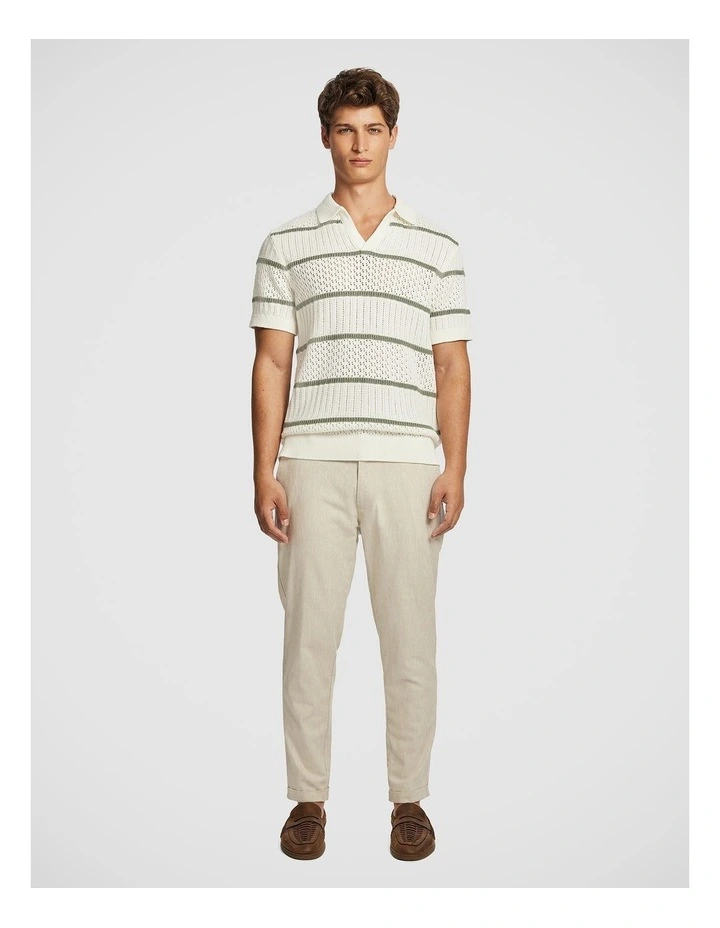 Barney Knit Polo Shirt in Off White image 5