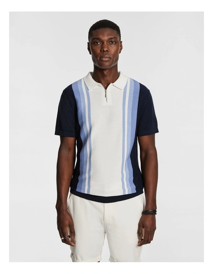 Orson Knit Polo Shirt in Blue image 1