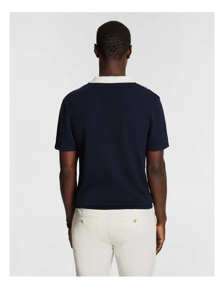 Orson Knit Polo Shirt in Blue image 2