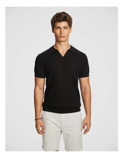 Rhodes Knit Polo Shirt in Black