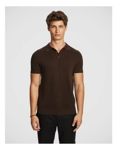 Roscoe Knit Polo Shirt in Chocolate