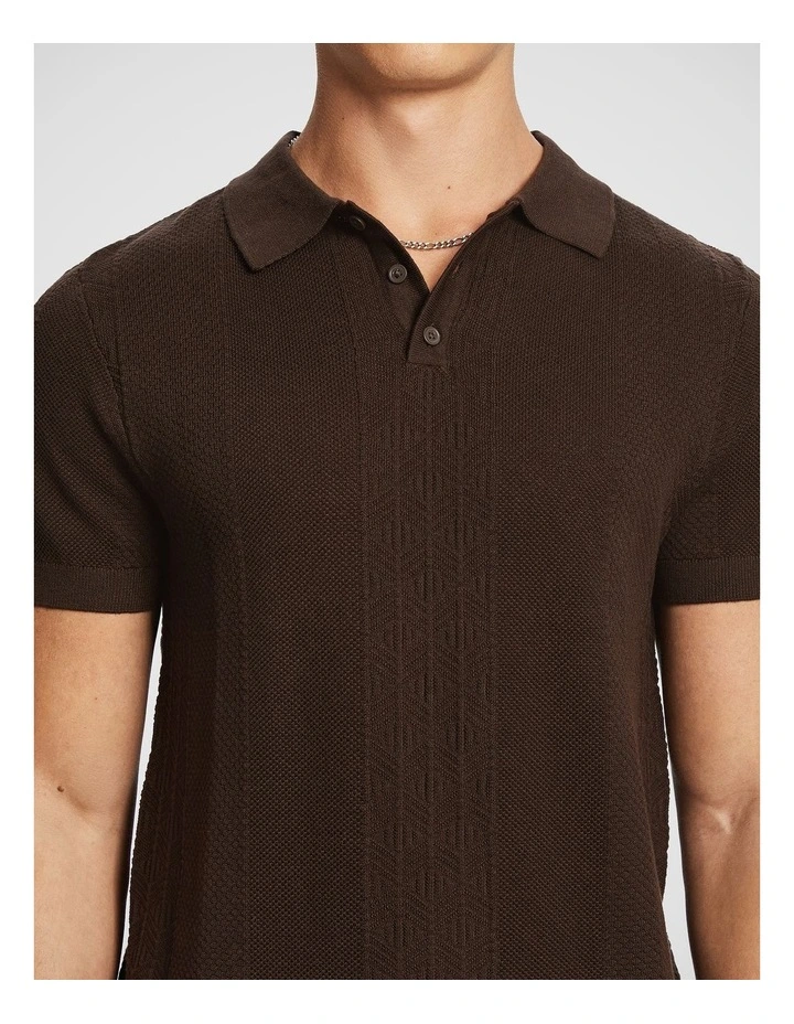 Roscoe Knit Polo Shirt in Chocolate image 3