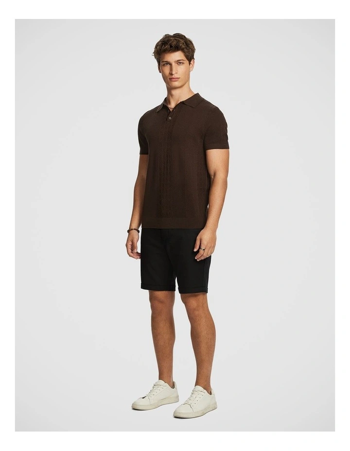 Roscoe Knit Polo Shirt in Chocolate image 4