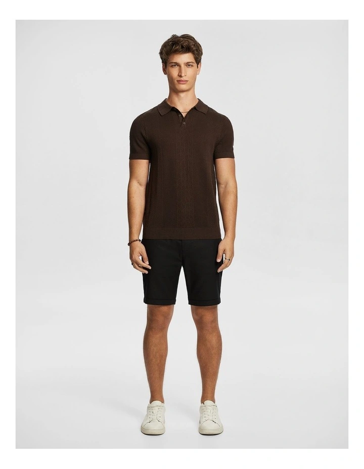 Roscoe Knit Polo Shirt in Chocolate image 5