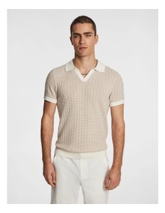 Bilgola Knit Polo Shirt in Natural