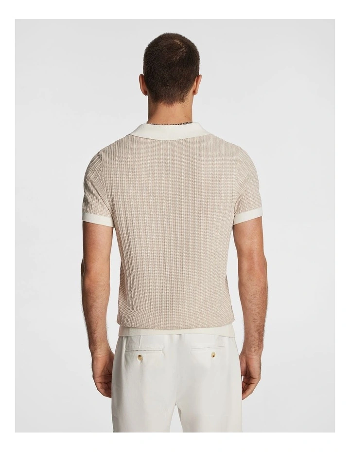 Bilgola Knit Polo Shirt in Natural image 2