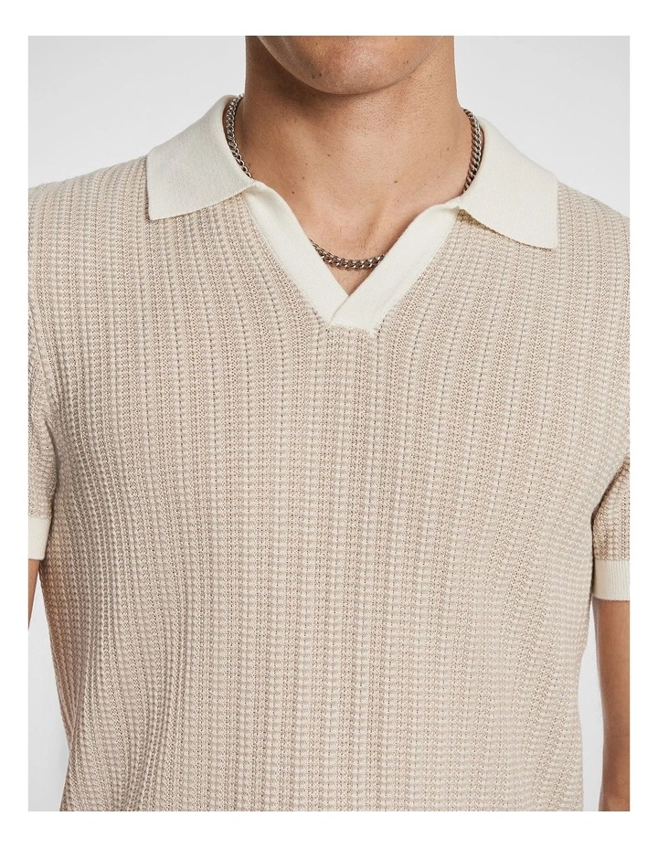 Bilgola Knit Polo Shirt in Natural image 3