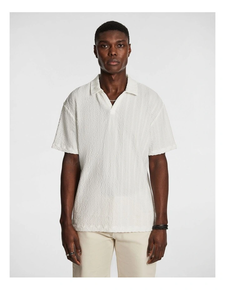 Buddy Textured Polo Shirt in White image 1