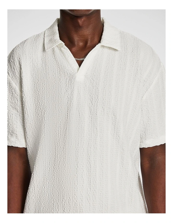 Buddy Textured Polo Shirt in White image 3