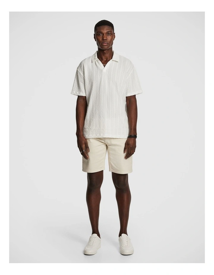 Buddy Textured Polo Shirt in White image 5