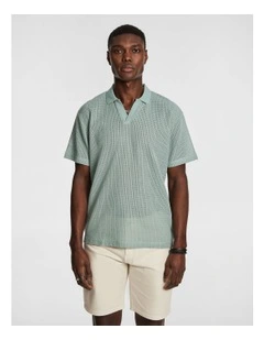 Quinn Textured Polo Shirt in Mint