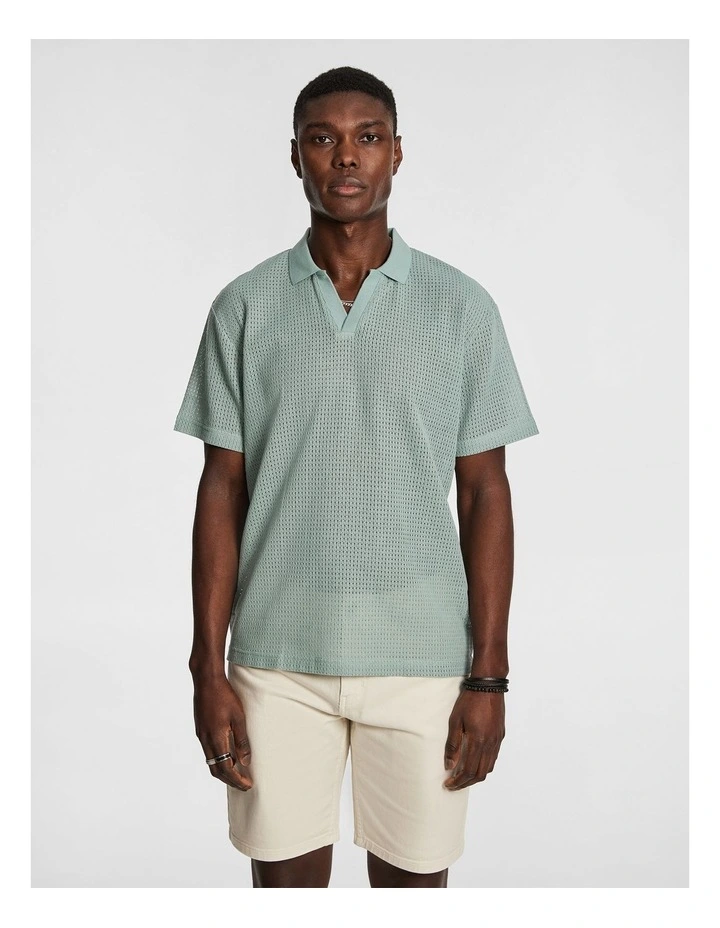 Quinn Textured Polo Shirt in Mint image 1