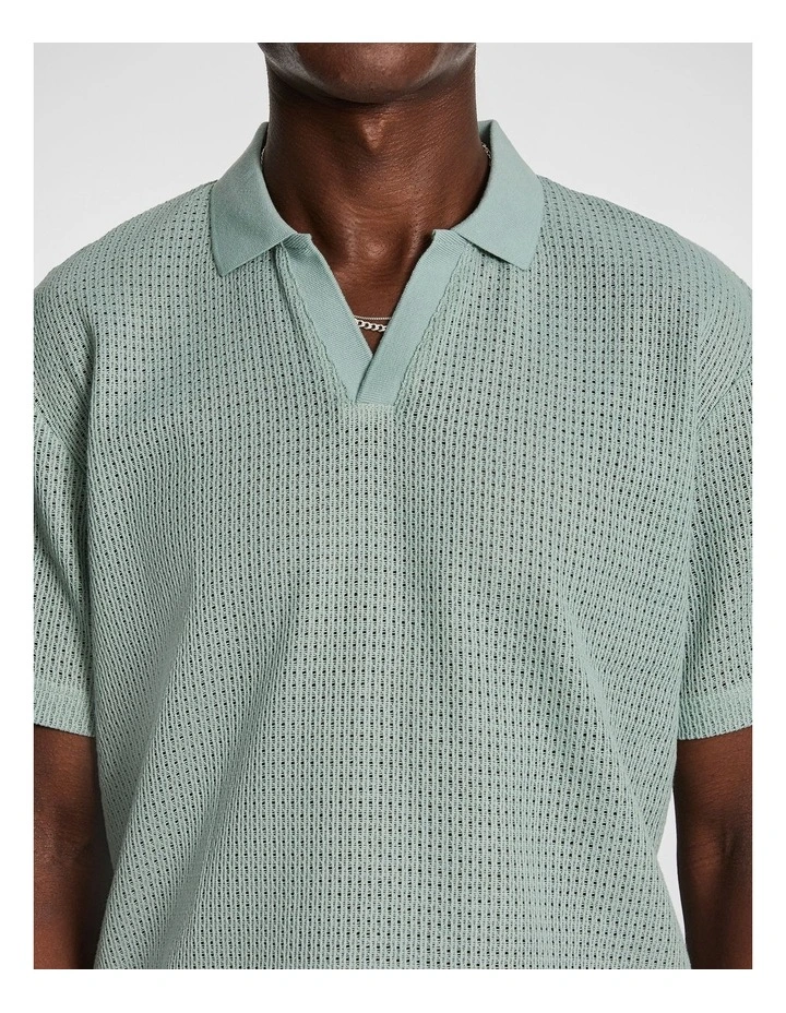 Quinn Textured Polo Shirt in Mint image 3