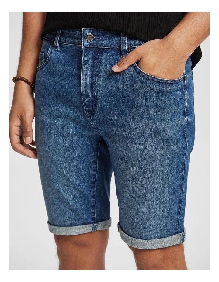 Maxwell Denim Shorts in Mid Blue image 3