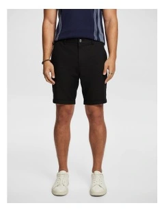 Panama Linen Chino Short in Black