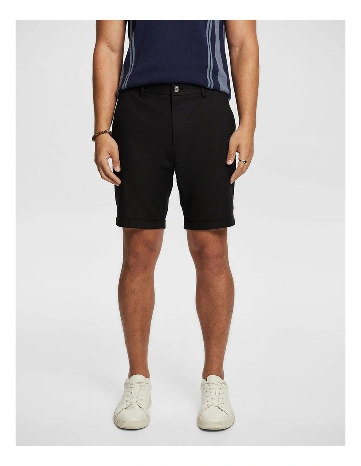 Panama Linen Chino Short in Black image 1