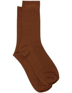 Textured Bamboo Sock in Caramel