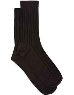 Bamboo Ribbed Sock in Chocolate