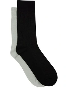 Textured 2 Pack Bamboo Socks in Assorted