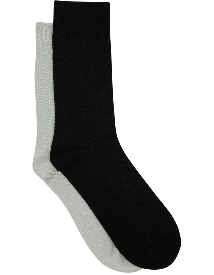 Textured 2 Pack Bamboo Socks in Assorted image 1