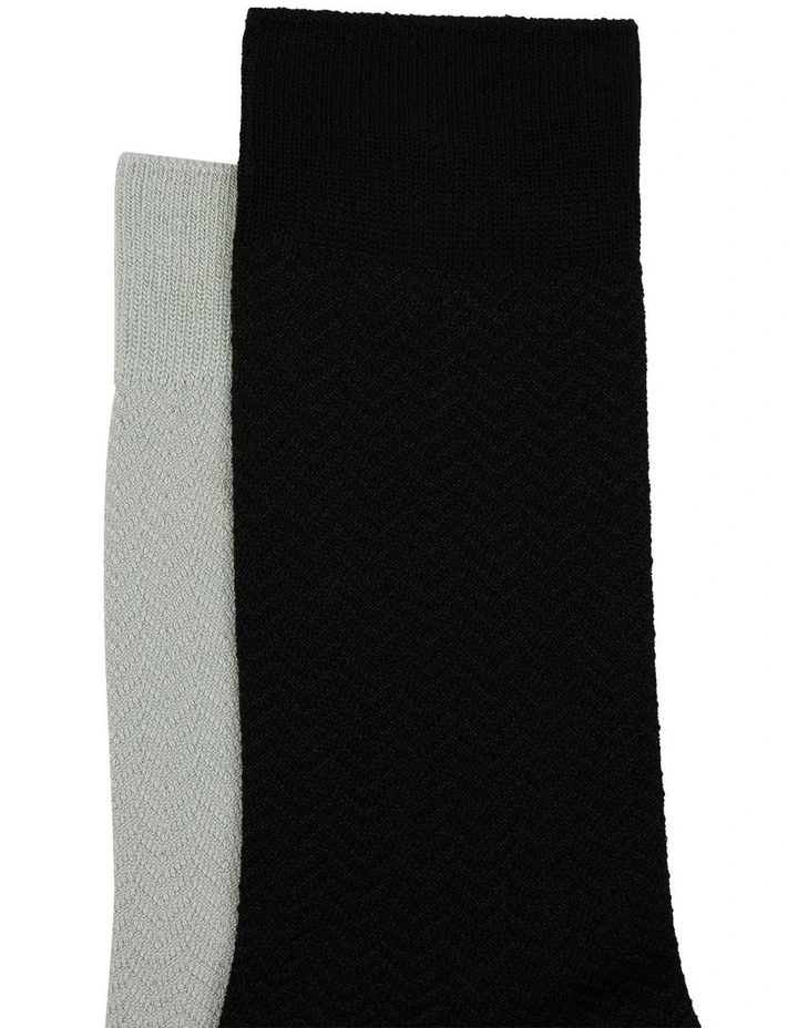 Textured 2 Pack Bamboo Socks in Assorted image 2
