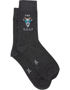 Goat Pun Sock in Charcoal