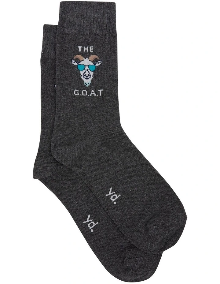 Goat Pun Sock in Charcoal image 1