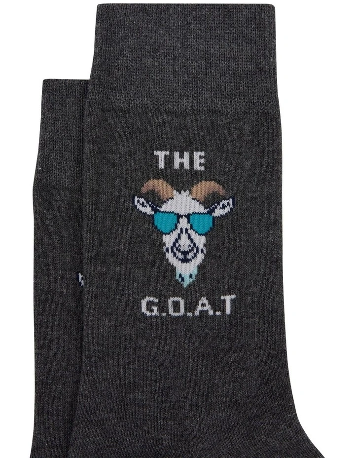 Goat Pun Sock in Charcoal image 2