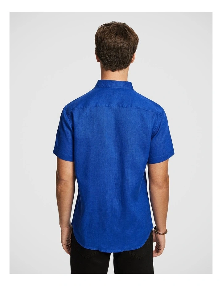 Lewis Pure Linen Shirt in Bright Blue image 2