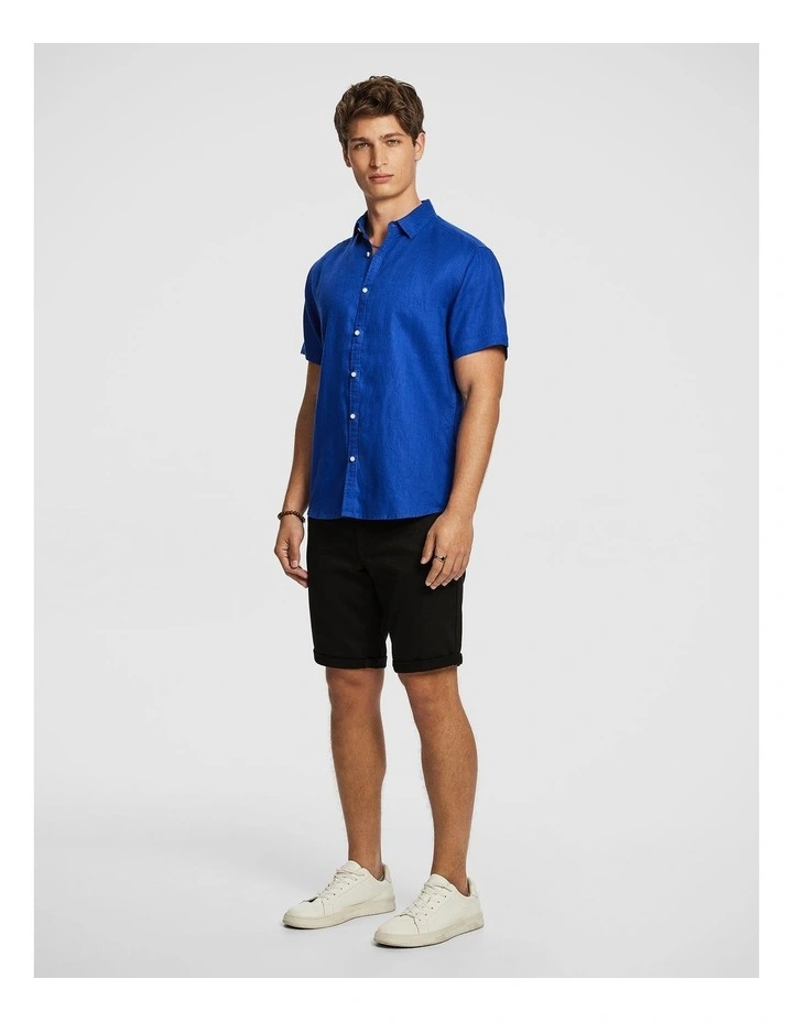 Lewis Pure Linen Shirt in Bright Blue image 4