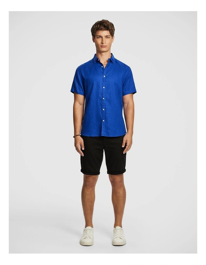 Lewis Pure Linen Shirt in Bright Blue image 5