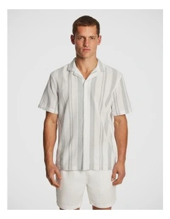 Aruba Stripe Cotton Shirt in Sage